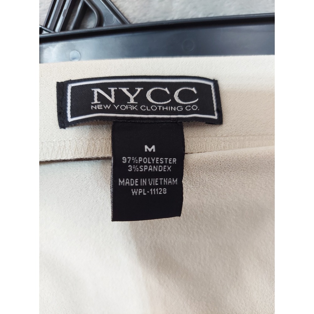 NYCC New York Clothing Co Cream Beige Gold Button Mermaid Flounce Midi Skirt M - Picture 2 of 7